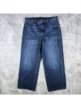 J Crew 90 Vintage Baggy Jeans 29 Denim Y2k Cropped Medium Wash Wide Leg High Ris